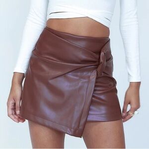 Princess Polly Noelle Mini Skirt Brown Leather